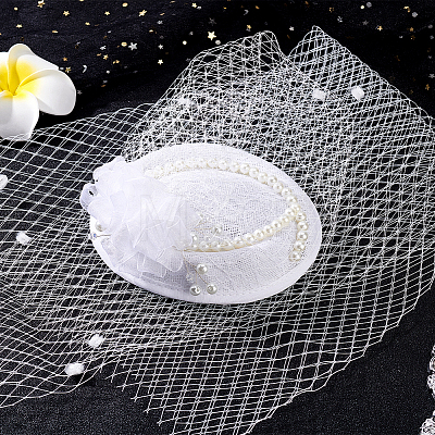 Polyester Birdcage Bridal Veil Netting with Chenille Dot AJEW-WH0471-103C-01-1