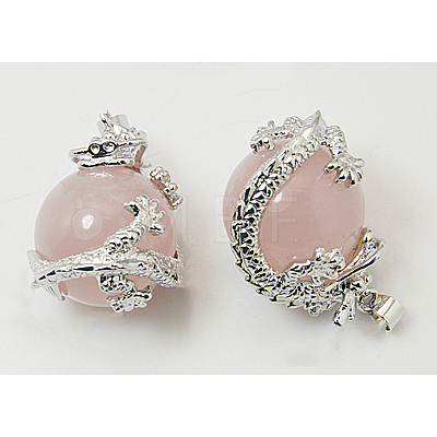 Natural Rose Quartz Pendants X-G-H1527-6-1