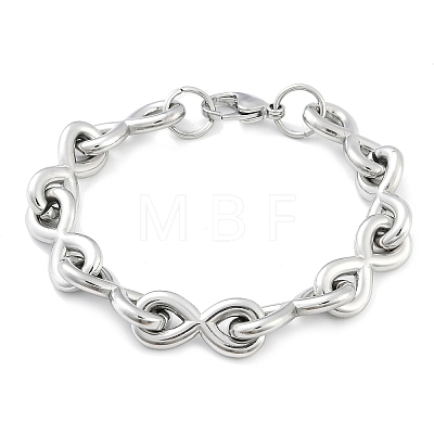 304 Stainless Steel Infinity Link Chain Bracelets for Women Men BJEW-F488-53B-P-1