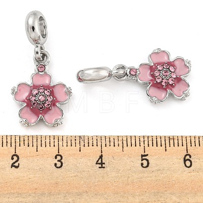 Rack Plating Alloy Enamel Peach Blossom Flower European Dangle Charms FIND-B034-13P-1