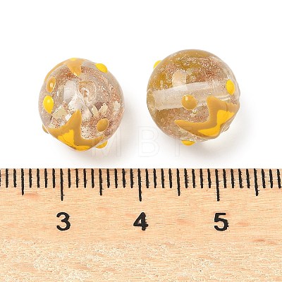 Luminous Handmade Enamel Gold Sand Glass Beads Strands LAMP-U004-08E-1