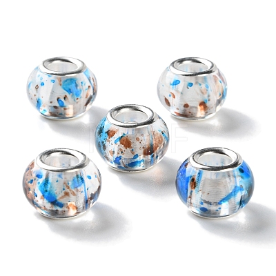 Transparent Two-Color Brass Cores Acrylic European Beads OACR-M024-05S-07-1