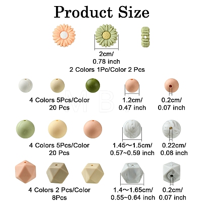 48Pcs 14 Styles Food Grade Eco-Friendly Silicone Focal Beads DIY-YW0008-83A-1