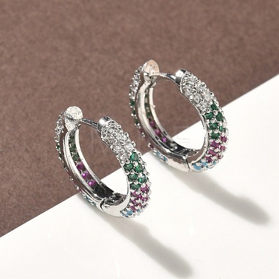 Brass Micro Pave Cubic Zirconia Hoop Earrings EJEW-C181-13P-1