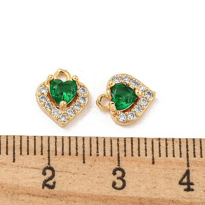 Brass Micro Pave Cubic Zirconia Charms KK-Z057-01G-01-1