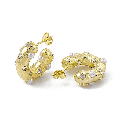 Rack Plating Brass Clear Cubic Zirconia Stud Earrings for Women EJEW-M213-29G-1