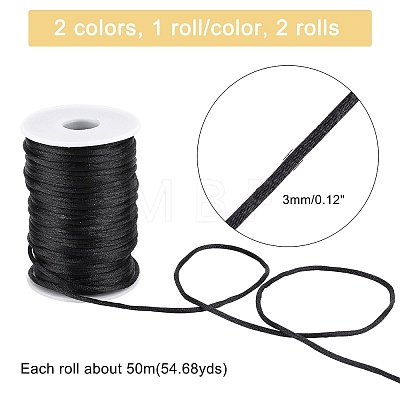   2 Rolls 2 Colors Polyester Braided Cords WCOR-PH0001-01-1