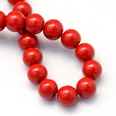 Baking Painted Pearlized Glass Pearl Round Bead Strands HY-Q003-12mm-55-1