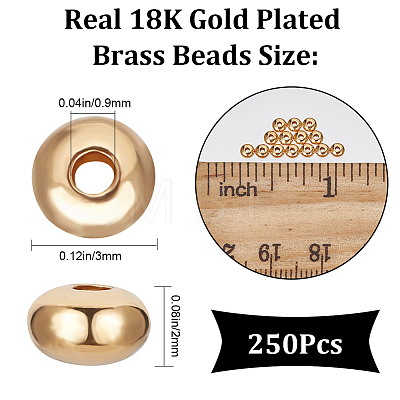 CREATCABIN 250Pcs Brass Beads KK-CN0002-54-1