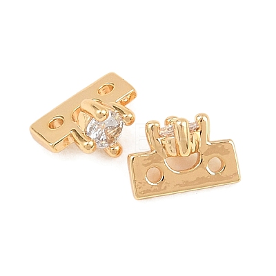 Brass Pave Clear Cubic Zirconia Spacer Bars KK-H538-09G-1