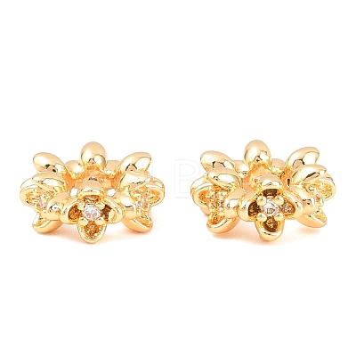 Brass Pave Clear Cubic Zirconia Spacer Beads KK-L274-05G-1