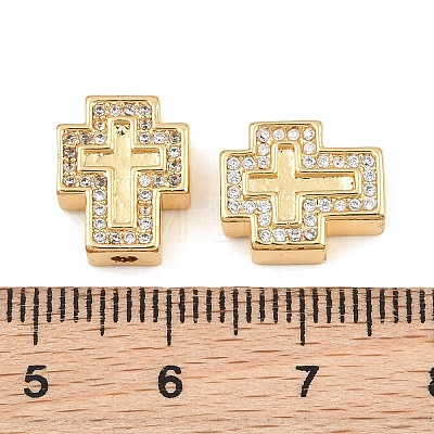 Brass Micro Pave Clear Cubic Zirconia Beads CU-CBA1F4D-01G-1