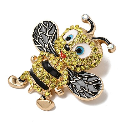 Bees Rhinestone Enamel Pins JEWB-L026-04G-01-1