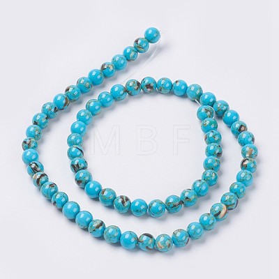 Sea Shell and Synthetic Turquoise Assembled Beads Strands G-G758-04-8mm-1