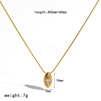 304 Stainless Steel Pave Cubic Zirconia Pendant Necklaces WG0047A-01-1