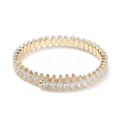 Brass Micro Pave Clear Cubic Zirconia Bangles BJEW-A116-04G-B-1
