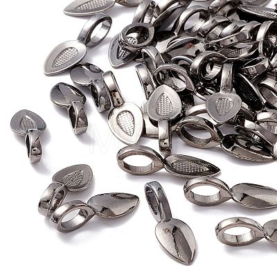 Tibetan Style Alloy Glue-on Flat Pad Bails TIBEP-AB3348Y-B-1
