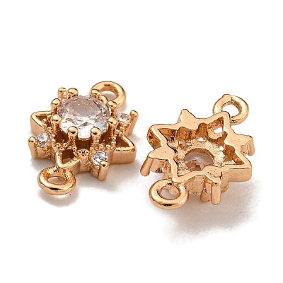 Brass Cubic Zirconia Star Connector Charms KK-U037-32G-1