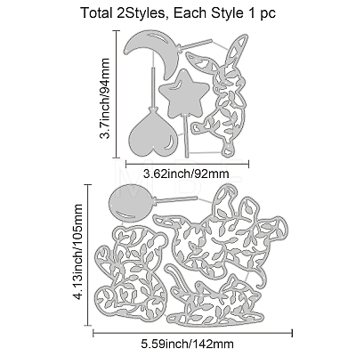 2Pcs 2 Styles Carbon Steel Cutting Dies Stencils DIY-WH0309-799-1