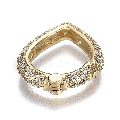 Brass Micro Pave Clear Cubic Zirconia Spring Gate Rings ZIRC-F120-009G-1