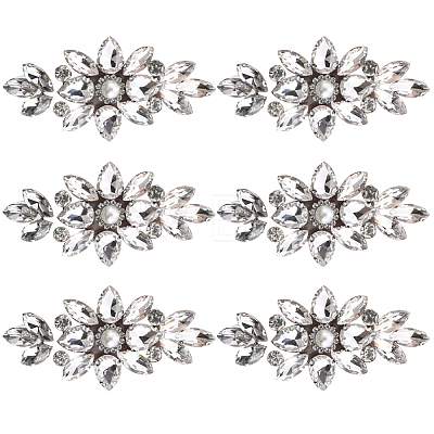 6Pcs Flower Glitter Hotfix Glass Rhinestone DIY-GF0014-62A-1