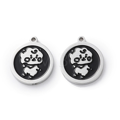 304 Stainless Steel Black Enamel Charms STAS-M102-17P-04-1