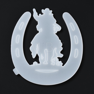 DIY Horseshoe with Cowboy Wall Decoration Silhouette Silicone Molds DIY-I099-54-1
