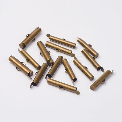 Brass Slide On End Clasp Tubes KK-P031-12AB-1
