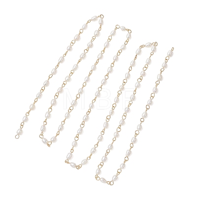 Handmade Natural Cultured Freshwater Pearl Link Chains AJEW-JB01586-01-1