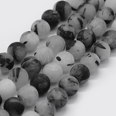 Natural Black Rutilated Quartz Beads Strands X-G-F570-02-8mm-1