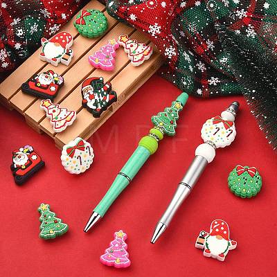 16Pcs 8 Style Christmas Silicone Beads SIL-SZ0001-08-1