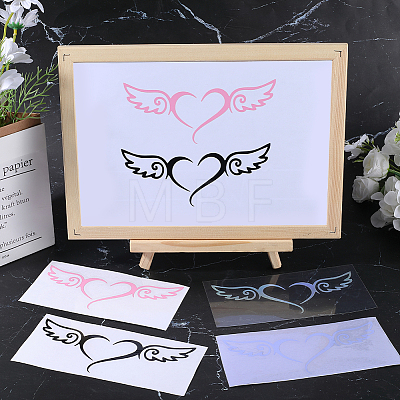 Gorgecraft 16 Sheets 4 Colors Heart with Wing PVC Waterproof Car Stickers DIY-GF0008-97-1