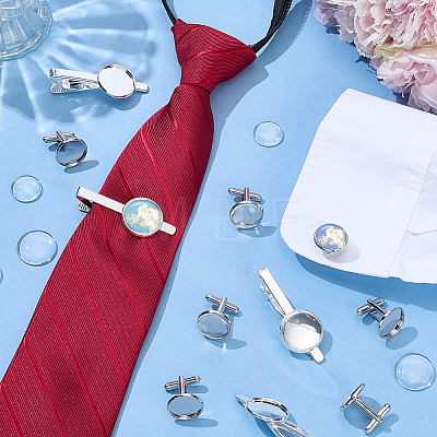 DIY Brass Cufflinks & Tie Clip Making Kits DIY-PH0035-72A-1