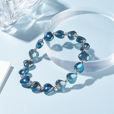 Bling Heart Glass Beads Stretch Bracelet for Women Girl BJEW-JB07249-1