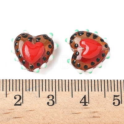 Baking Paint Glass Bumpy Beads Heart LAMP-V001-09B-1