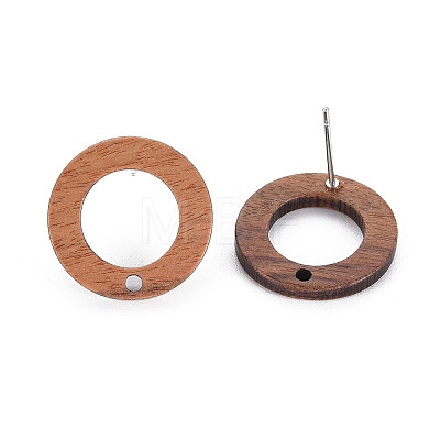 Walnut Wood Stud Earring X-MAK-N032-035-1