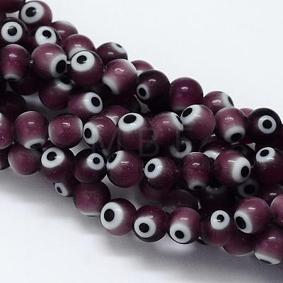 Handmade Evil Eye Lampwork Round Bead Strands LAMP-L055-10mm-04-1