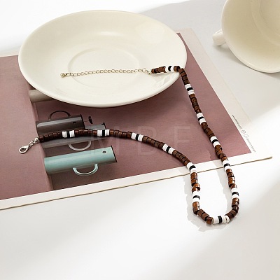 Adjustable Bohemian Polymer Clay and Wood Heishi Beaded Necklaces for Men TL5512-1
