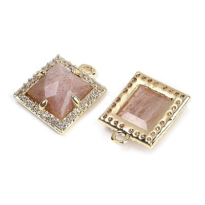 Natural Sunstone Faceted Square Charms G-I375-06G-06-1