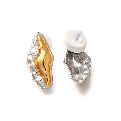 304 Stainless Steel Two Tone Stud Earrings LS-EJEW-G422-04GP-01-1