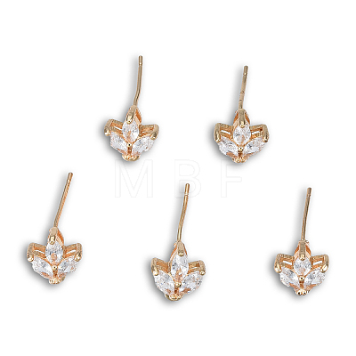Brass Pave Clear Cubic Zirconia Stud Earring Findings X-KK-N235-041-1