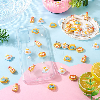 40Pcs 4 Styles Afternoon Tea Theme Opaque Resin Cabochonss RESI-TA0004-92-1