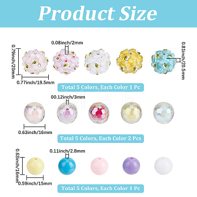 5Pcs 5 Colors Handmade Polymer Clay Beads CLAY-PA0001-48-1