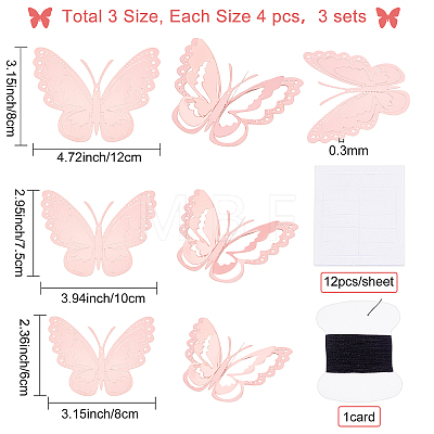 CREATCABIN 3Sets 3D Butterfly PVC Mirrors Wall Stickers DIY-CN0001-86A-1