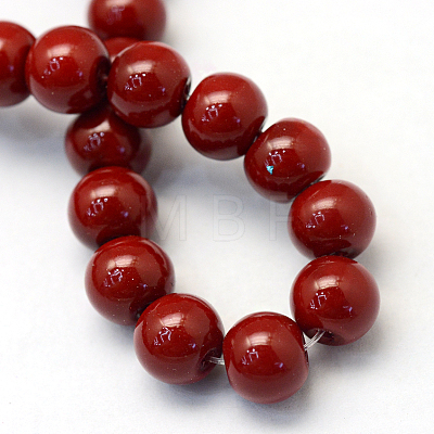Baking Painted Pearlized Glass Pearl Round Bead Strands HY-Q003-6mm-35-1