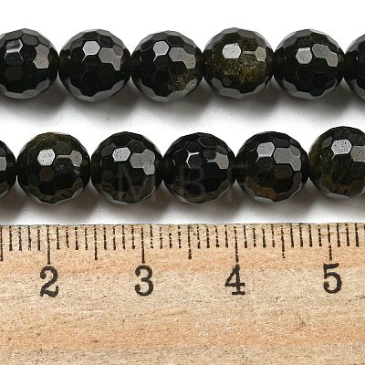 Natural Golden Sheen Obsidian Beads Strands G-E571-A01-02-1