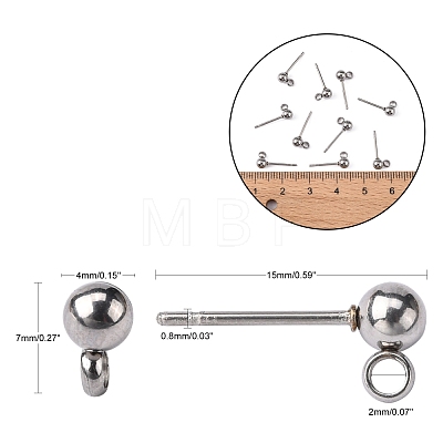304 Stainless Steel Stud Earring Findings STAS-E026-3-1