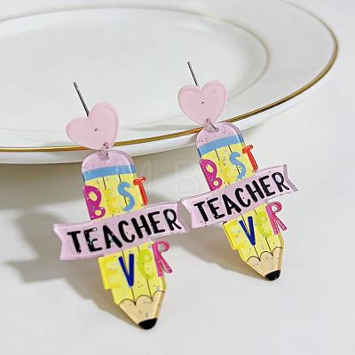 Teachers' Day Printed Acrylic Stud Dangle Earrings for Women WGAB7A7-02-1