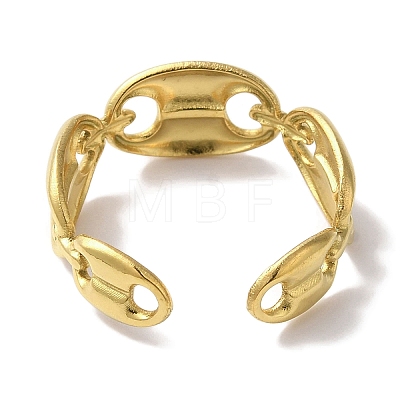 Vacuum Plating 201 Stainless Steel Coffee Bean Open Cuff Rings for Women RJEW-C092-12G-1