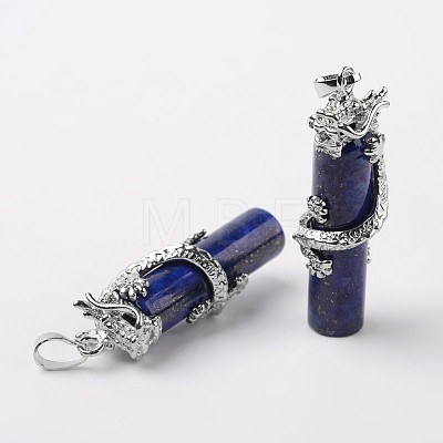Tube Natural Lapis Lazuli Pendants G-L455-H10-1